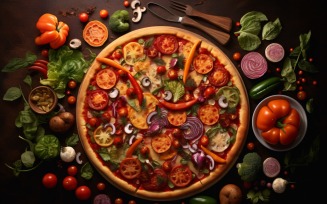 Flatlay Realistic Veggie Pizza 103