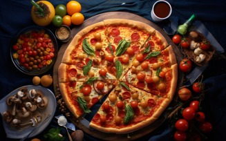 Flatlay Realistic Veggie Pizza 80