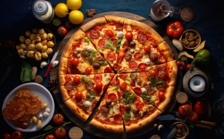 Flatlay Realistic Veggie Pizza 82