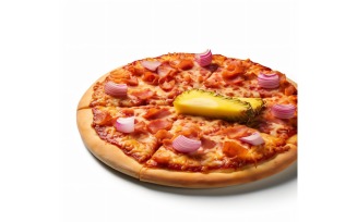 A pizza with pineapple on it with white backgropund 35