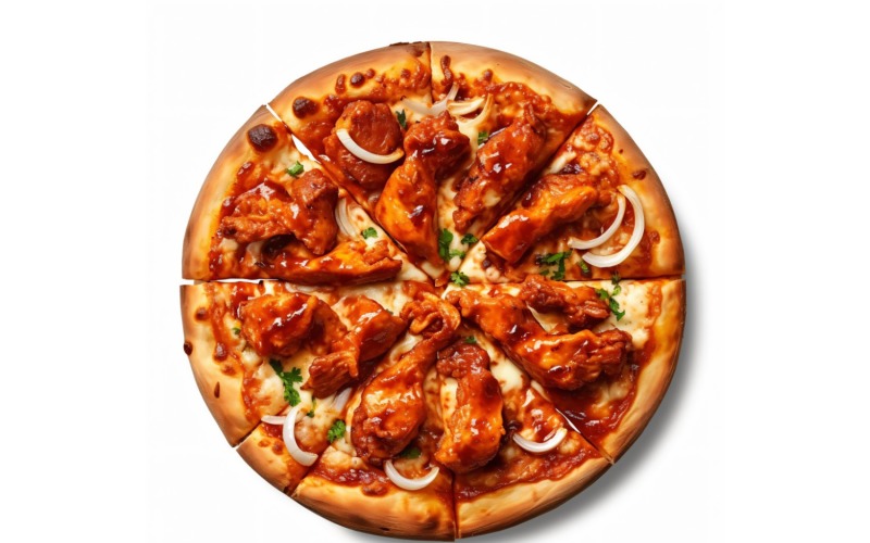 BBQ Chicken Pizza On white background 49. Illustration