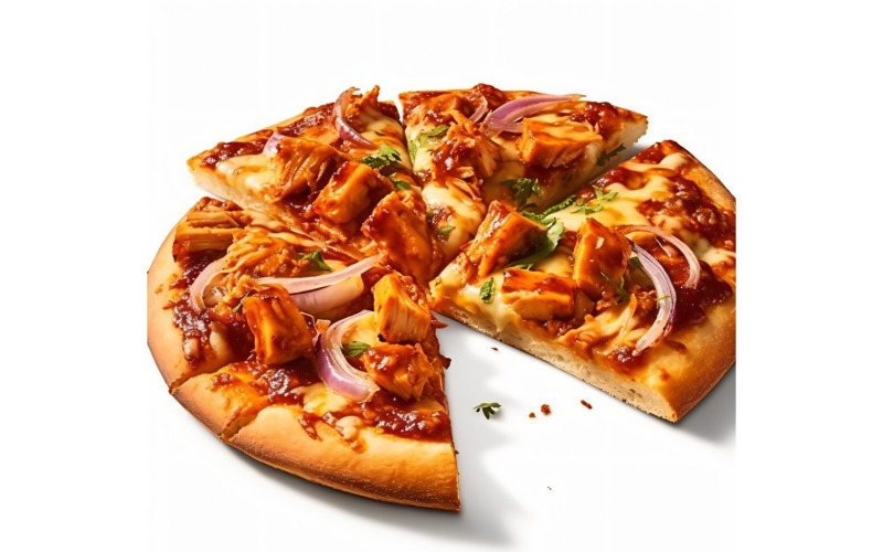 BBQ Chicken Pizza slices topped with onions 3 Illustration