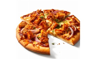 BBQ Chicken Pizza slices topped with onions 3