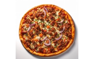 Meat Pizza On white background 31