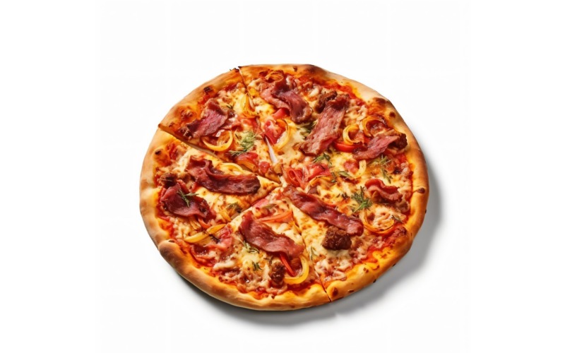 Meat Pizza On white background 54 Illustration