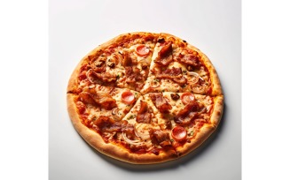 Meat Pizza On white background 55