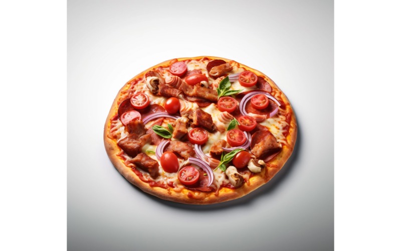 Meat Pizza On white background 57 Illustration