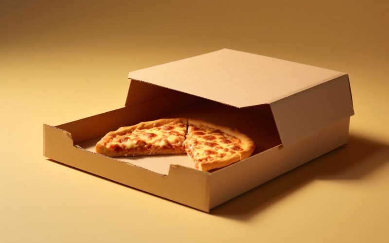 Open Cardboard Pizza Box Realistic Cheese Pizza 1 Illustration