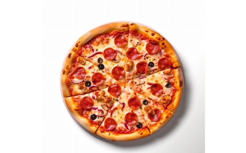 Pepperoni Pizza On white background 42 Illustration