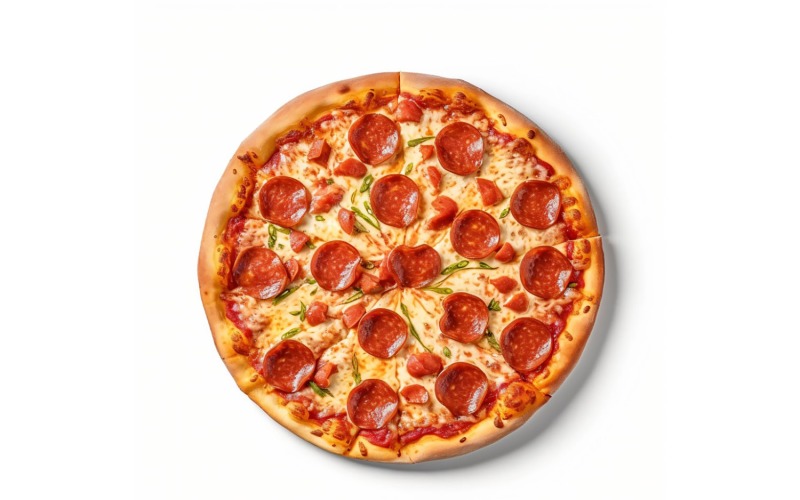 Pepperoni Pizza On white background 58 Illustration