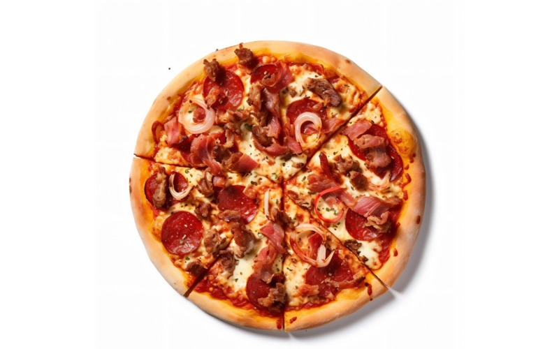 Pepperoni Pizza with Mozzarella cheese on white background 51 Illustration