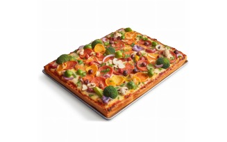 rectangle Veggie Pizza On white background 11