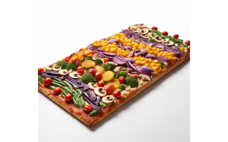 rectangle Veggie Pizza On white background 9 Illustration