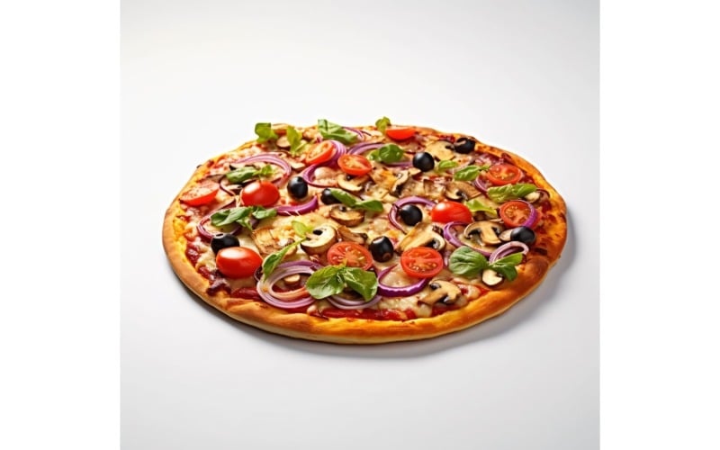 Veggie Pizza On white background 43 Illustration