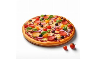 Veggie Pizza On white background 44