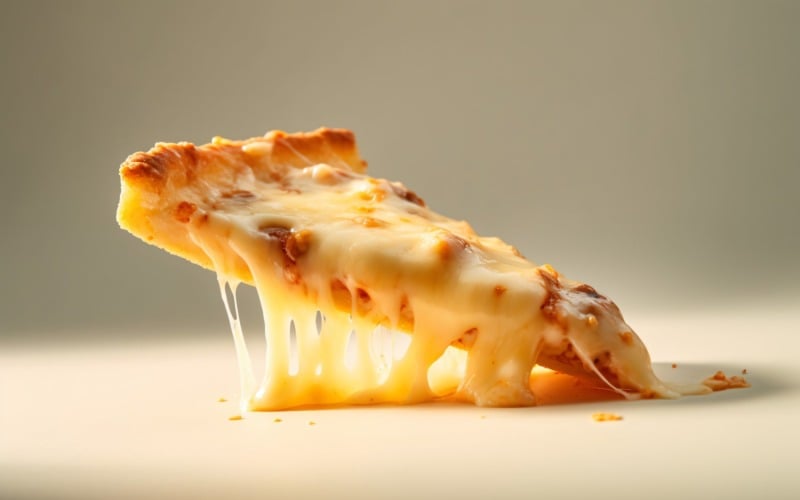 A slice of pizza with cheese dripping off it 13 Illustration