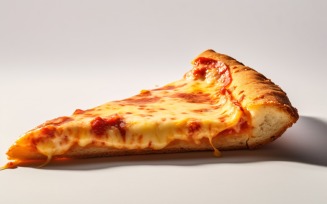 A slice of pizza with cheese dripping off it 1