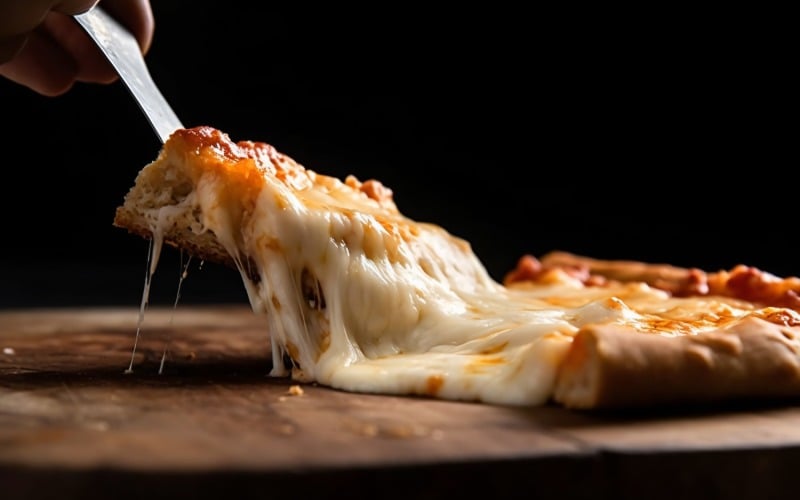 A slice of pizza with cheese dripping off it 28 Illustration