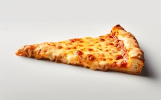 A slice of pizza with cheese on white background 7