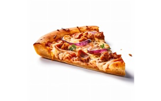 A slice of pizza with onions and meat on it 40