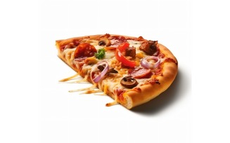 Half Meat Pizza On white background 73
