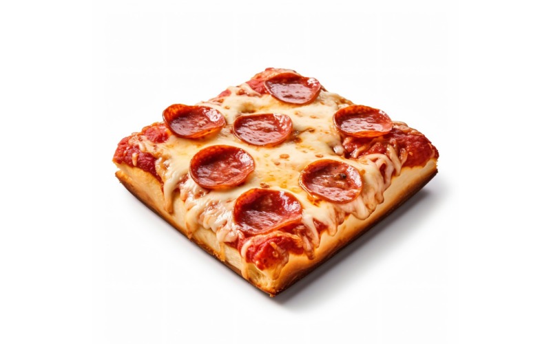 quare Pepperoni Pizza On white background 76 Illustration