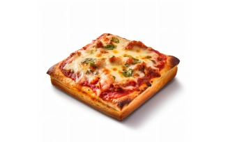 Square Cheese Pizza On white background 74