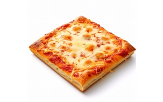 Square Cheese Pizza On white background 77