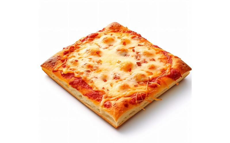 Square Cheese Pizza On white background 77 Illustration