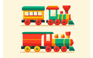 Colored Selection of Trains Illustration