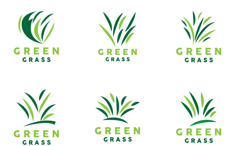 Green Grass Logo Natural Plant LeafV1 Logo Template