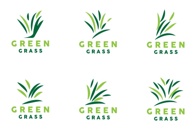 Green Grass Logo Natural Plant LeafV2 Logo Template