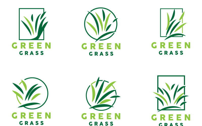 Green Grass Logo Natural Plant LeafV4 Logo Template