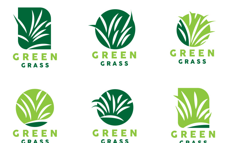 Green Grass Logo Natural Plant LeafV5 Logo Template