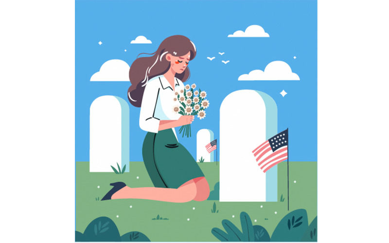 Hand Drawn US Memorial Day Commemoration Illustration