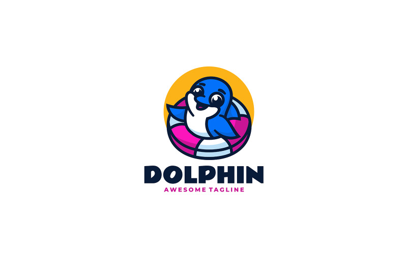Dolphin Mascot Cartoon Logo 4 Logo Template