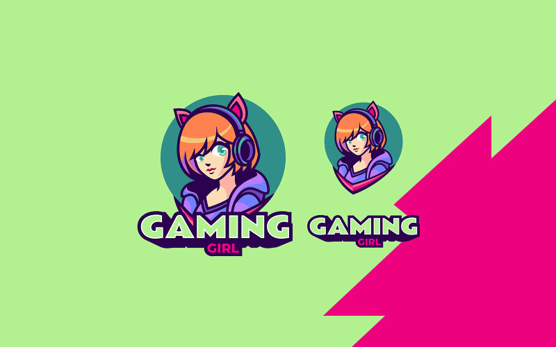 Gaming Girl Mascot Cartoon Logo Logo Template