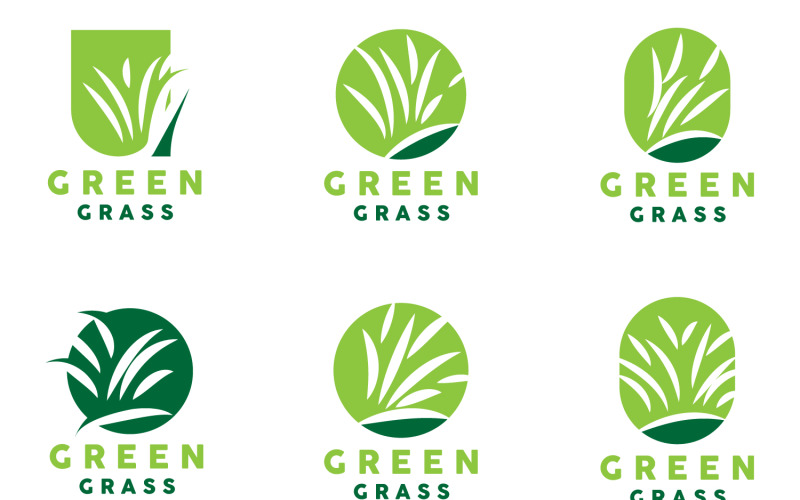 Green Grass Logo Natural Plant LeafV6 Logo Template