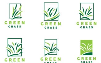 Green Grass Logo Natural Plant LeafV8