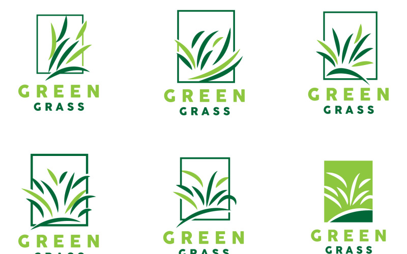 Green Grass Logo Natural Plant LeafV8 Logo Template
