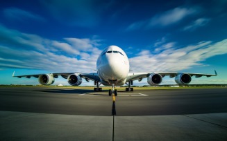 frontal view airbus against the background of sky and clouds 179