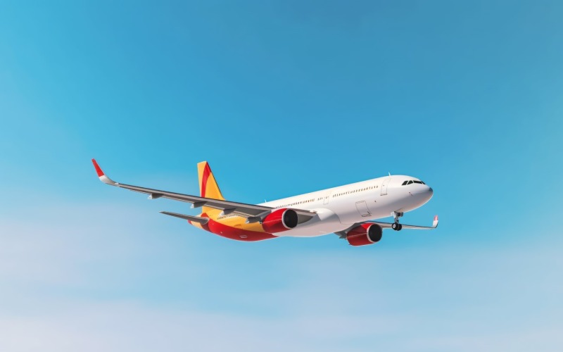 Modern aeroplane flying in the beautiful sky 273 Illustration