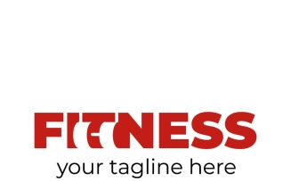 Fitness logo with gym equipment symbol