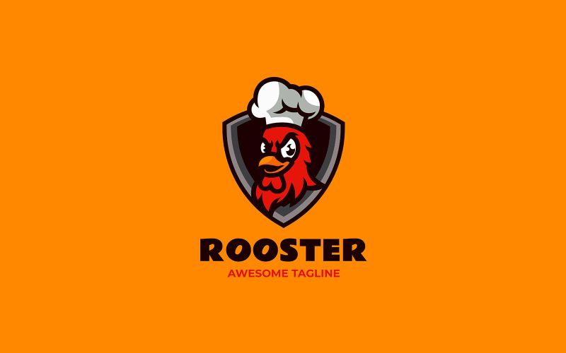 Rooster Chef Mascot Cartoon Logo 2 Logo Template