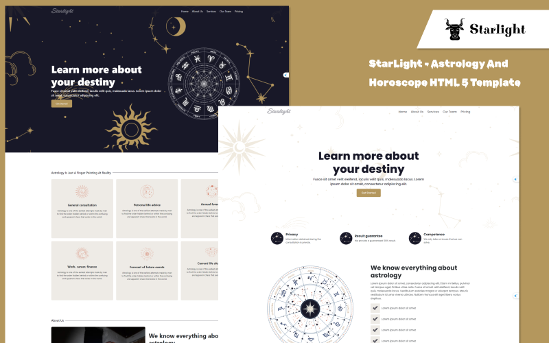 StarLight - Astrology and Horoscope HTML 5 Template Landing Page Template