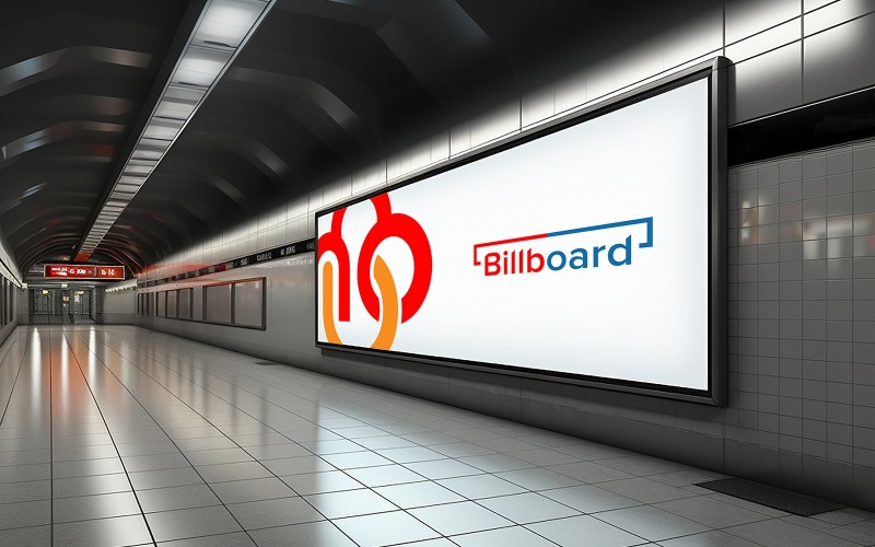 Billboard mockup in subway or metro station Product Mockup