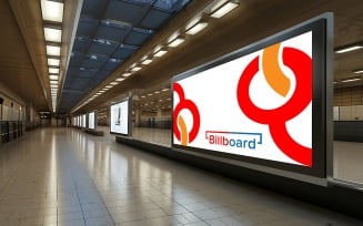 Blank billboard located in underground hall or subway for advertising mockup concept psd