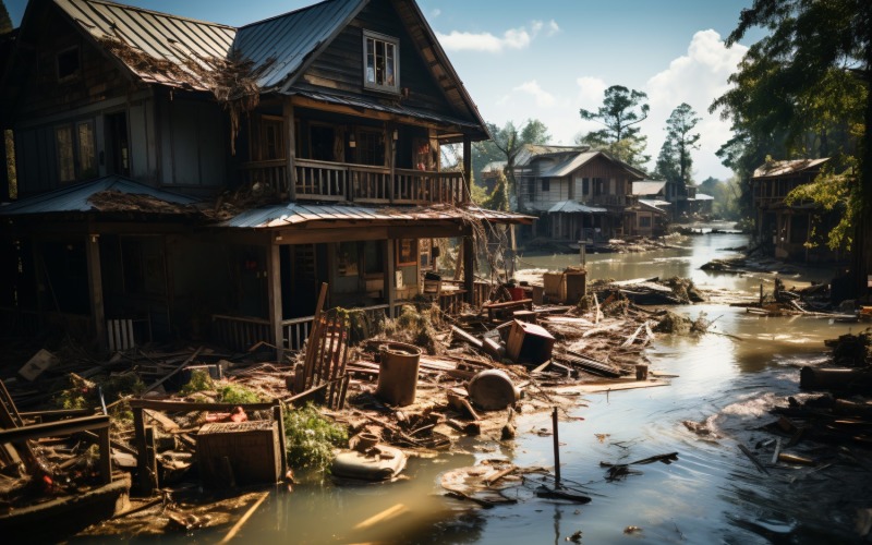 Extreme Weather Conditions Flood, Some Houses Destroyed 10 Illustration
