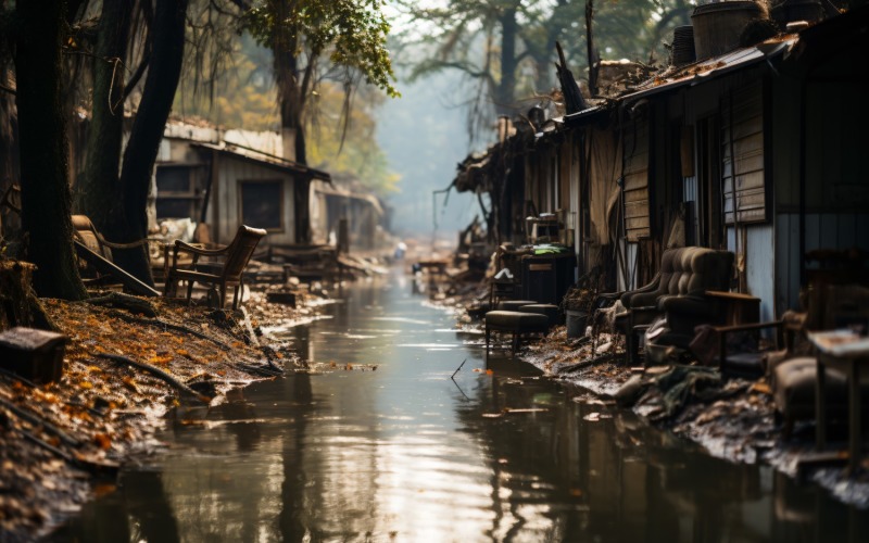 Extreme Weather Conditions Flood, Some Houses Destroyed 1 Illustration