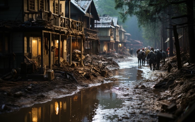 Extreme Weather Conditions Flood, Some Houses Destroyed 2 Illustration